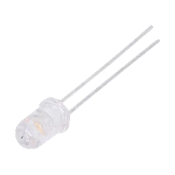 LED, varmvit lysdiod 5 mm med glasklar lins, 5-pack